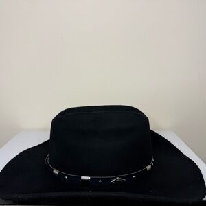 Classic Black Wide-Brim Fedora Hat with Studded Band
